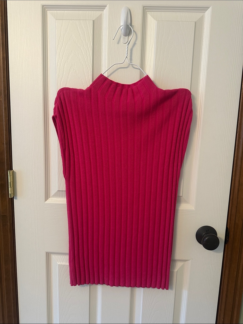 Ann Taylor Ribbed Mock Neck Sweater - Hot Pink